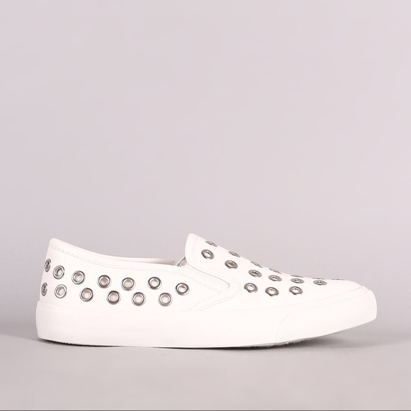 White metal accent leather slip on sneaker - Picture 4 of 5